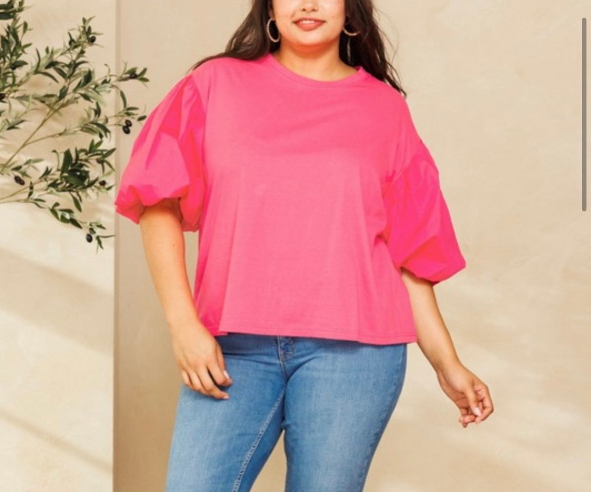 Pink Puff Sleeve Top