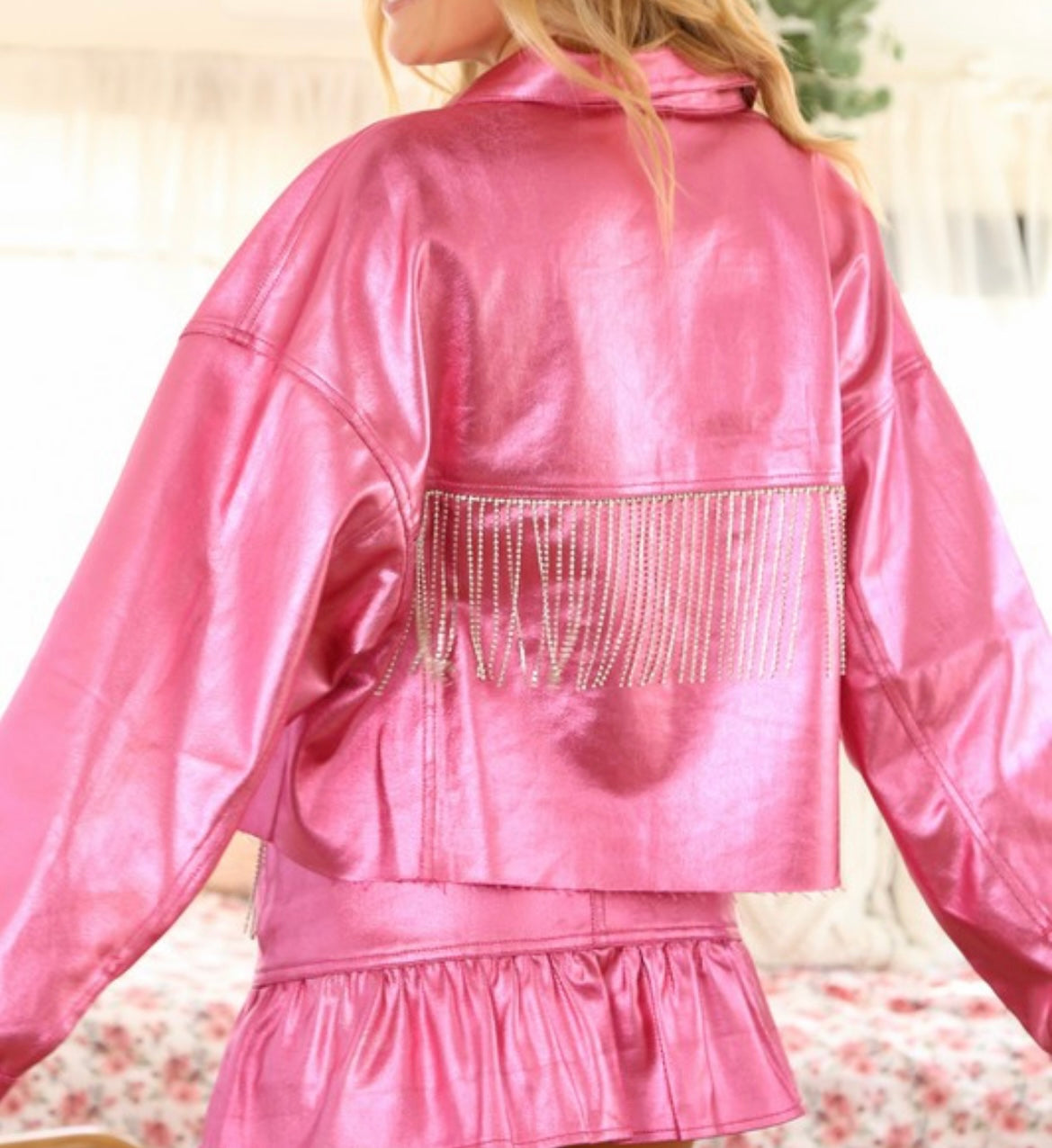 Pink Metallic Diamond Tassel Jacket