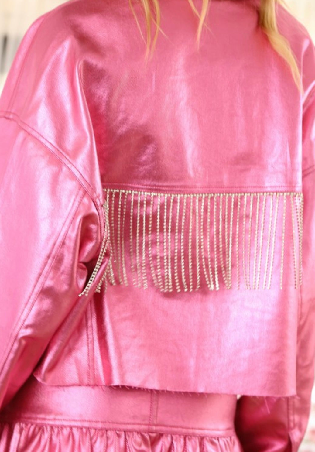 Pink Metallic Diamond Tassel Jacket