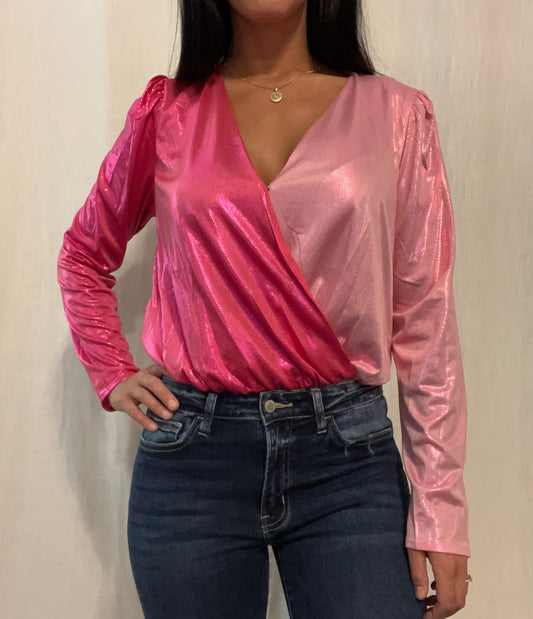 Fuchsia/Pink Color Block Bodysuit
